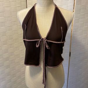 Brown halter Crop Top Large